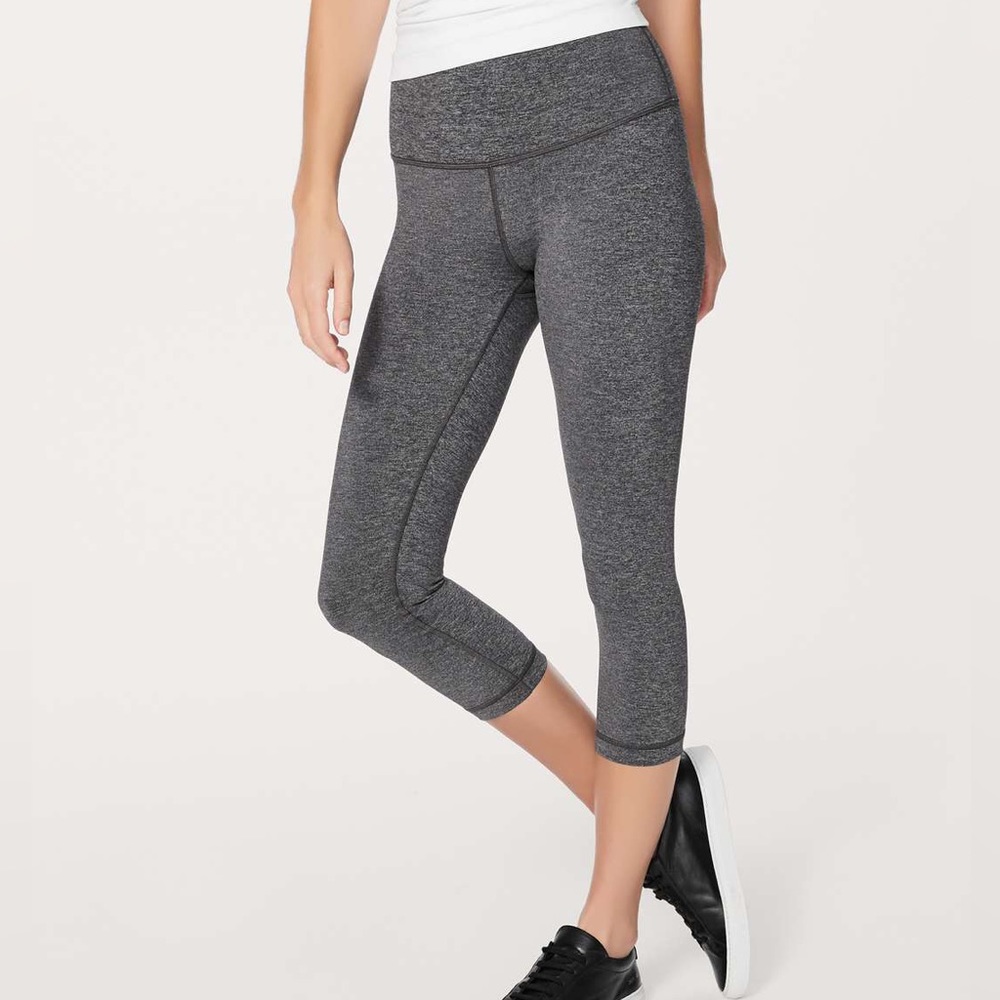 Lululemon Wunder Under Crop Hi Rise Luxtreme Heathered Black Size 8